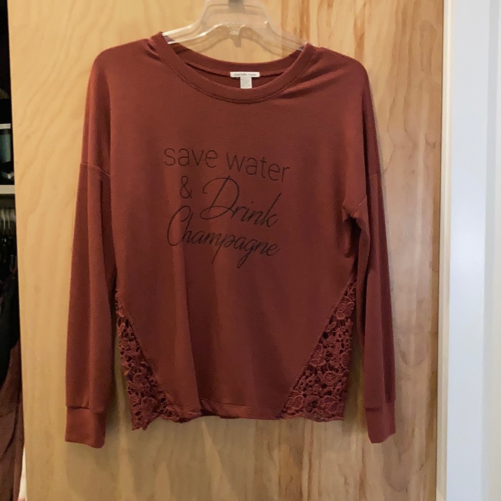 Rust orange long sleeve logo tee